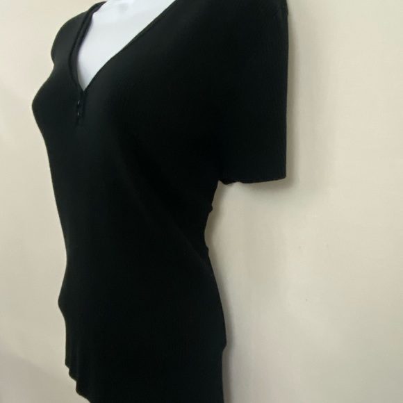 ⭐3/$21 XL Ribbed stretchy sweater [Faded Glory] black short-sleeved V-neck - Picture 8 of 14